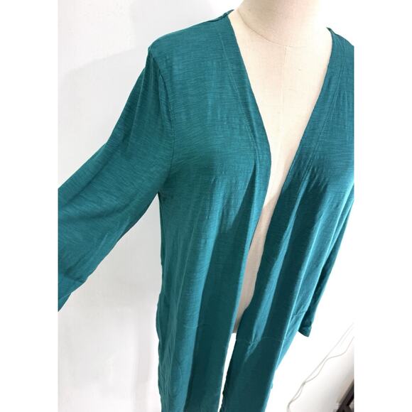 Chicos Cardigan Womens Medium Teal Ultimate Tee Slub Knit Open Front Cotton - Picture 3 of 8